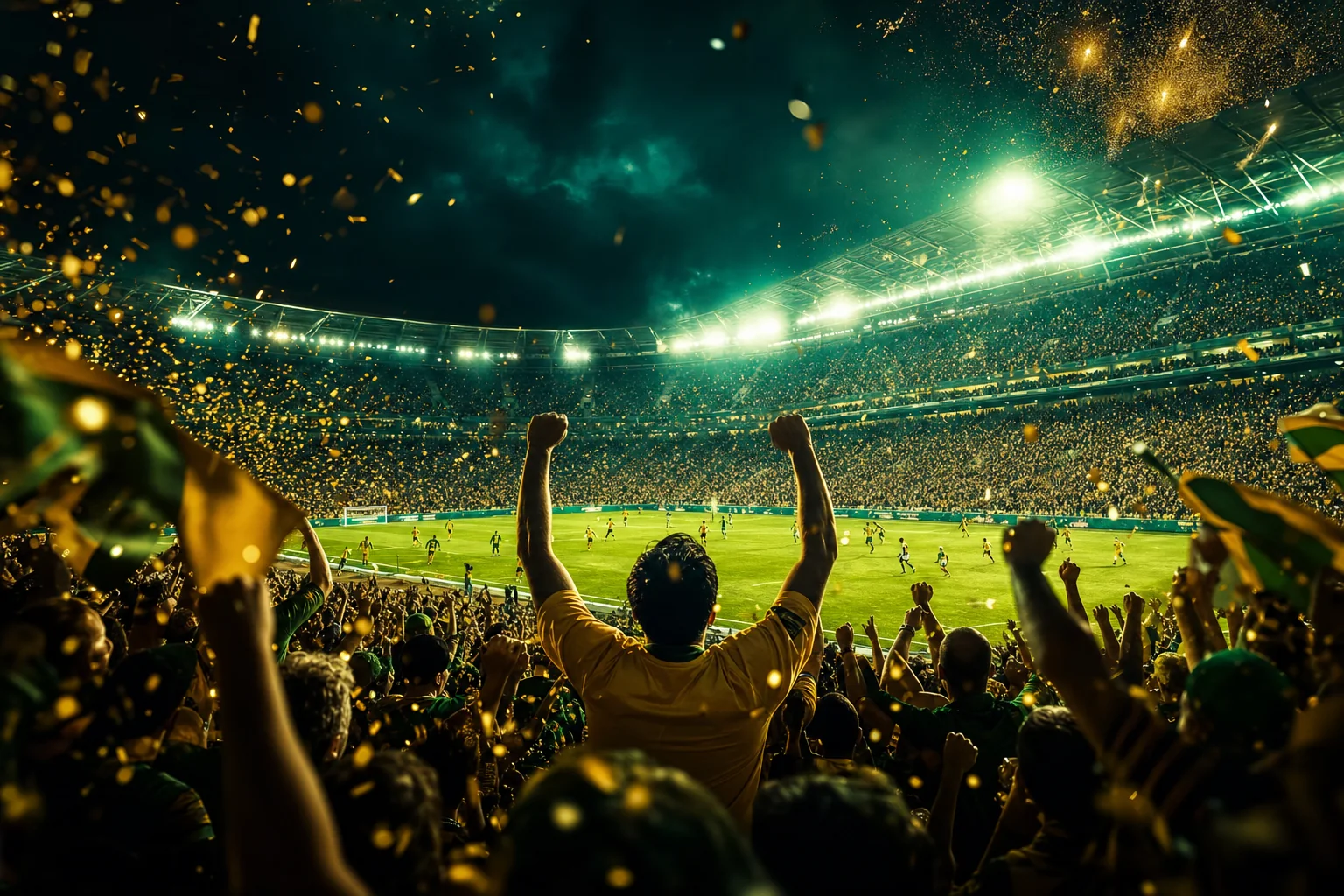 Floodlit stadium on a summer tournament night